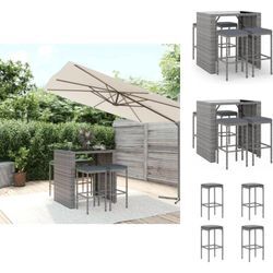 Vidaxl - Gartenmöbel-Sets - Living 5-tlg. Gartenbar-Set mit Kissen Grau Poly Rattan - Grau