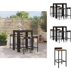 Vidaxl - Gartenmöbel-Sets - Living 5-tlg. Gartenbar-Set Schwarz Poly Rattan & Massivholz Akazie - Schwarz