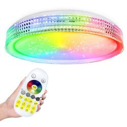 60W Deckenlampe Dimmbar rgb led Deckenleuchte mit Fernbedienung Ø50cm Rund Energiespar Deckenleuchten IP44 Wasserdicht Lampe für Badezimmer