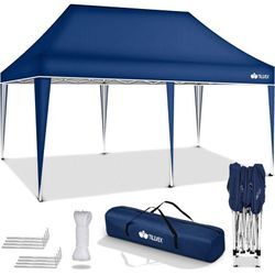 Tillvex - Pavillon 3x6m Blau wasserdicht Pop-Up Faltpavillon höhenverstellbar Gartenzelt uv Schutz 50+ Partyzelt mit Tasche für Garten