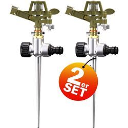 Gardbruk® Sprinkler 2er Set Erdspieß Sprengweite bis 24m Garten Impulsregner Rasensprenger Sektorenregner Gartenbewässerung