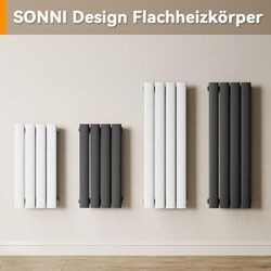 Design Heizkorper klein Flachheizkörper Vertikal wc Paneelheizkörper Weiß,900x311mm,312 Watt - Sonni