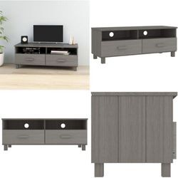 TV-Schrank hamar Hellgrau 106x40x40 cm Massivholz Kiefer - TV-Schrank - TV-Schränke - Home & Living - Grau