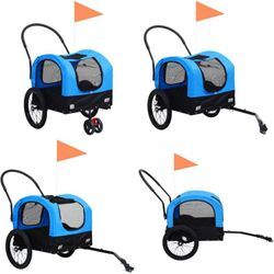 Vidaxl - 2-in-1 Fahrradanhänger für Hunde und Buggy Blau und Schwarz - Fahrradanhänger Haustiere - Haustier-Fahrradanhänger - Home & Living - Blau