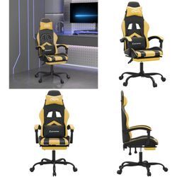 Vidaxl - Gaming-Stuhl mit Fußstütze Drehbar Schwarz & Golden Kunstleder - Gaming-Stuhl - Gaming-Stühle - Home & Living - Gold