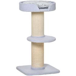 Pawhut - Katzenbaum Kratzbaum Katzenkratzbaum Spielbaum Kratzstamm mit Plattform Sisal Plüsch Hellblau 45 x 45 x 91 cm