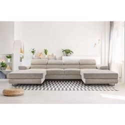 Ecksofa nillona u Mini U-Form Schlaffunktion Bettkasten PSO100 Beige - Furnix