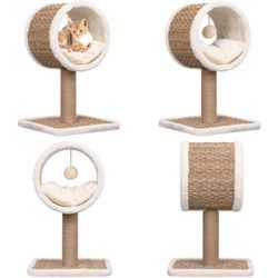 Katzen-Kratzbaum mit Tunnel und Spielzeug 56 cm Seegras - Kratzbaum - Kratzbäume - Home & Living - Beige