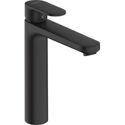 Waschtischarmatur HANSGROHE "Vernis Blend", schwarz (mattschwarz), H:25cm T:19,3cm, Armaturen, 19cm, mit Zugstangen-Ablaufgarnitur