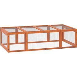 Pawhut - Kleintierstall Zwergkaninchenstall mit Freilaufgehege Kleintierkäfig Kleintierhaus Multifunktional Tannenholz Orange 180 x 90 x 48 cm