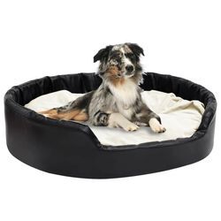 vidaXL Hundebett Schwarz-Beige 99x89x21 cm Plüsch und Kunstleder 171272