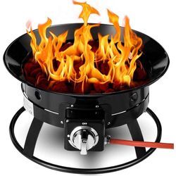 Gas-Feuerschale Ø50 cm - 12 kW Feuerschale für den Garten - Runde Feuerstelle für den Außenbereich - Schwarz - Maxxgarden