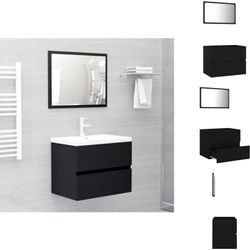 Badezimmermöbel-Sets - Living 2-tlg. Badmöbel-Set Schwarz Holzwerkstoff - Schwarz