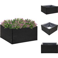 Blumentöpfe & Pflanzgefäße - Living Pflanzkübel Schwarz 80x80x40 cm Poly Rattan - Schwarz