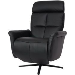 Relaxsessel HHG 378, Design Fernsehsessel TV-Sessel Liegesessel, Liegefunktion drehbar, Voll-Leder schwarz