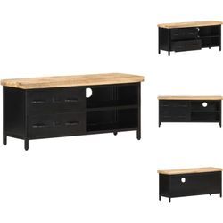 TV-Möbel - Living TV-Schrank 90x30x41 cm Raues Mangoholz - Schwarz