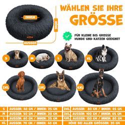 LOVPET® Hundebett Hundekissen Katzenbett Bagel, Waschbar, Inkl. Napf + 3x Kauknochen, Hundesofa flauschig Kissen Rund aus Plüsch für Kleine, Mittelgroße & Große Hunde, Katzen