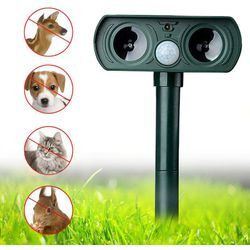 Coocheer - 2X Ultraschall-Solar-Katzenvertreiber für den Garten mit LED-Licht, wasserdichter Tiervertreiber für Katzen, Hunde, Vögel