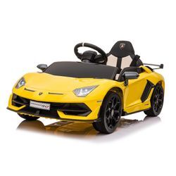 TPFLiving Elektro-Kinderauto Lamborghini Aventador SVJ weiss - Kinderauto - Elektroauto - Ledersitz und Sicherheitsgurt