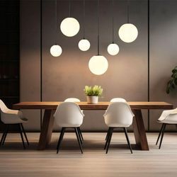 Globo Lighting - Hängelampe Esstischleuchte Pendellampe 6 flammig Wohnzimmerlampe Glaskugeln opal, 3xG9 3xE27, LxH 91 x 117 cm