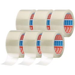 6x Tesa pack 64014 Paketband transparent - Geräuscharmes Paketklebeband zum Verpacken - Packband für Pakete und Versandschachteln