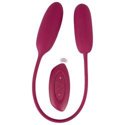 Doppel-Vibrobullet „RC Shaking & Vibrating Love Egg Duo“ verbunden mit 31-cm-Silikonband