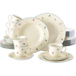 Kombiservice SELTMANN WEIDEN "Geschirr-Set, Service Marie-Luise", beige (elfenbeinfarben), 30 tlg., Porzellan, Porzellan, Geschirr-Sets, wunderschöner Farbdekor, Made in Germany, 30 Teile, für 6 Personen