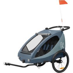 Fahrradkinder-Anhänger HAUCK "2in1 Bike Trailer und Buggy Dryk Duo Plus, dark blue", blau (dunkelblau), Baby, Fahrradanhänger, für 2 Kinder; inklusive Deichsel