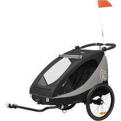 Fahrradkinder-Anhänger HAUCK "2in1 Bike Trailer und Buggy Dryk Duo Plus, black", schwarz, Baby, Fahrradanhänger, für 2 Kinder; inklusive Deichsel