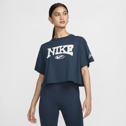 Nike Sportswear weit geschnittenes Kurzarm-Crop-Shirt (Damen) - Blau