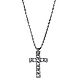 Kette mit Anhänger FIRETTI "Schmuck Geschenk Edelstahl Halsschmuck Halskette Cross Kreuz" Halsketten Gr. Edelstahl, Länge: 55 cm Breite: 2,3 mm, silberfarben (edelstahlfarben, antikfarben) Damen