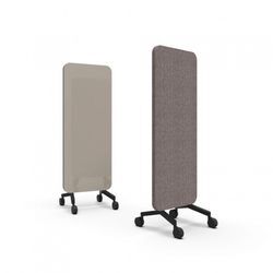 Lintex Mobile Glastafel Mood Fabric - Schallabsorbierende Rückseite, Farbe Cozy 450 / Synergy LDP33 (Beige / Braun), Fuß/Räder-Satz Schwarz, Größe B70 x H196 cm