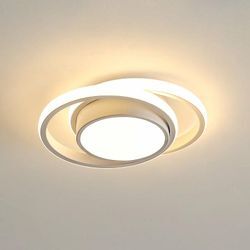 Goeco - LED-Deckenleuchte Moderner Weißer, Doppelte Kreisform, 32W 3000LM Warmweiß 3000K für Schlafzimmer Flur Küche Balkon (27x22x6 cm)