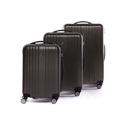 FERGÉ Kofferset 3 teilig Hartschale Toulouse, Trolley 3er Koffer Set, Reisekoffer 4 Rollen, Premium Rollkoffer, braun