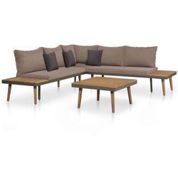 4-tlg. Garten-Lounge-Set mit Auflagen Massivholz Akazie Braun Vidaxl