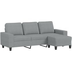 Vidaxl - 3-Sitzer-Sofa mit Hocker Hellgrau 180 cm Stoff Grau