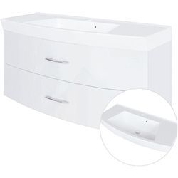 Badezimmer Waschtisch mit Unterschrank 120cm FLORIDO-03 Hochglanz weiß b x h x t: ca. 120 x 54 x 47 cm