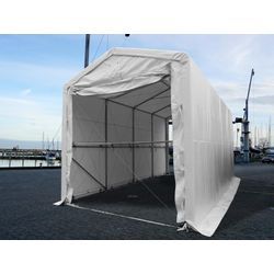 Dancover Lagerzelt PRO XL Bootszelt Zeltgarage Garagenzelt PRO XL 4x10x3,5x4,59m, PVC, Weiß