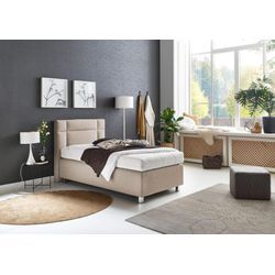 Boxspringbett, beige (feinstrukturstoff sand), Ohne Topper, Liegefläche B/L: 90cm x 200cm, H2, 7-Zonen-Kaltschaummatratze, Bezug Unterbox und Kopfteil: Feinstrukturstoff (77% Polyester, 23% Viskose), Bezug Obermatratze 100% Polyester, waschbar bis 60u00b0C, WESTFALIA SCHLAFKOMFORT, Komplettbetten, Boxspringbett, in diversen Ausführungen