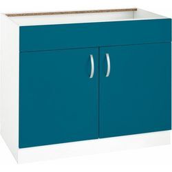 Spülenschrank WIHO KÜCHEN "Flexi" Schränke Gr. B/H/T: 100cm x 82cm x 57cm, blau (front: ozeanblau, korpus: weiß) Breite 100 cm