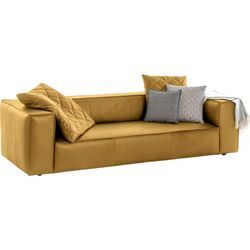 3-Sitzer W.SCHILLIG "around-the-block" Sofas Gr. B/H/T: 260 cm x 66 cm x 104 cm, Longlife Xtra-Leder Z69, gelb (kurkuma z69) 3-Sitzer Sofas mit eleganter Biese, Federkern