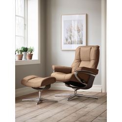 Relaxsessel STRESSLESS "Mayfair" Sessel Gr. Leder BATICK, Cross Base Wenge, Relaxfunktion-Drehfunktion-Plus™System-Gleitsystem-BalanceAdapt™, B/H/T: 83cm x 102cm x 74cm, braun (latte batick) mit Cross Base, Größe S, M & L, Holzakzent Wenge