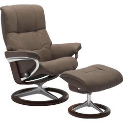 Relaxsessel STRESSLESS "Mayfair" Sessel Gr. Leder BATICK, Signature Base Braun, Relaxfunktion-Drehfunktion-Plus™System-Gleitsystem-BalanceAdapt™, B/H/T: 83cm x 102cm x 74cm, braun (mole batick) mit Hocker, Signature Base, Größe S, M & L, Gestell Braun