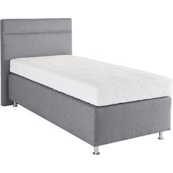 Boxspringbett, grau (strukturstoff grau), ohne LED-Beleuchtung, Liegefläche B/L: 90cm x 200cm, H2, 7-Zonen-Kaltschaummatratze, Bezug Unterbox und Kopfteil: Strukturstoff (77% Polyester und 23% Viskose), Bezug Obermatratze 100% Polyester, waschbar bis 60u00b0C, WESTFALIA SCHLAFKOMFORT, Komplettbetten, Boxspringbett, wahlweise mit LED-Beleuchtung