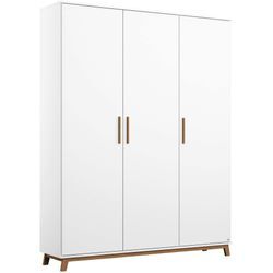 Drehtürenschrank RAUCH "Carlsson", weiß (weiß, eiche massiv), B:136cm H:203cm T:53cm, Holzwerkstoff, Massivholz, Schränke