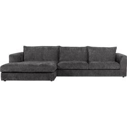 Ecksofa FURNINOVA "Big Band Dawn" Sofas Gr. B/H/T: 334 cm x 87 cm x 157 cm, Velourstoff grob, Recamiere links-Armlehne rechts, ohne Bettfunktion, grau (grey) Ecksofas im skandinavischen Design