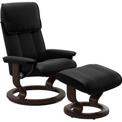 Relaxsessel STRESSLESS "Admiral", schwarz (schwarz batick), B:78cm H:98cm T:73cm, Leder BATICK: BATICK ist ein leicht korrigiertes, durchgefärbtes und genarbtes Möbelleder, bei dem die meisten Unebenheiten und Spuren in der Regel entfernt wurden., Sessel, mit Classic Base, Größe M & L, Gestell Wenge