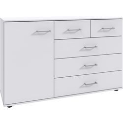 Kombikommode WIMEX "Kreta", weiß, B:130cm H:83cm T:41cm, Spanplatte, Sideboards, 1-türig mit 5 Schubladen, 130cm breit