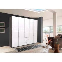 Kleiderschrank WIEMANN "Loft", weiß (havanna, weiß glas), B:250cm H:216cm, Schränke, Glasfront