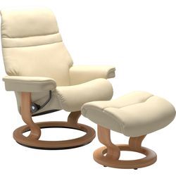 Relaxsessel STRESSLESS "Sunrise", beige (vanilla paloma), B:79cm H:103cm T:73cm, Leder BATICK: BATICK ist ein leicht korrigiertes, durchgefärbtes und genarbtes Möbelleder, bei dem die meisten Unebenheiten und Spuren in der Regel entfernt wurden., Leder PALOMA: PALOMA ist ein durchgefärbtes Semianilin-Möbelleder mit natürlicher Narbung., ROHLEDER Stoff Q2 FARON: Ein fester zuverlässiger Bouclu00e9 